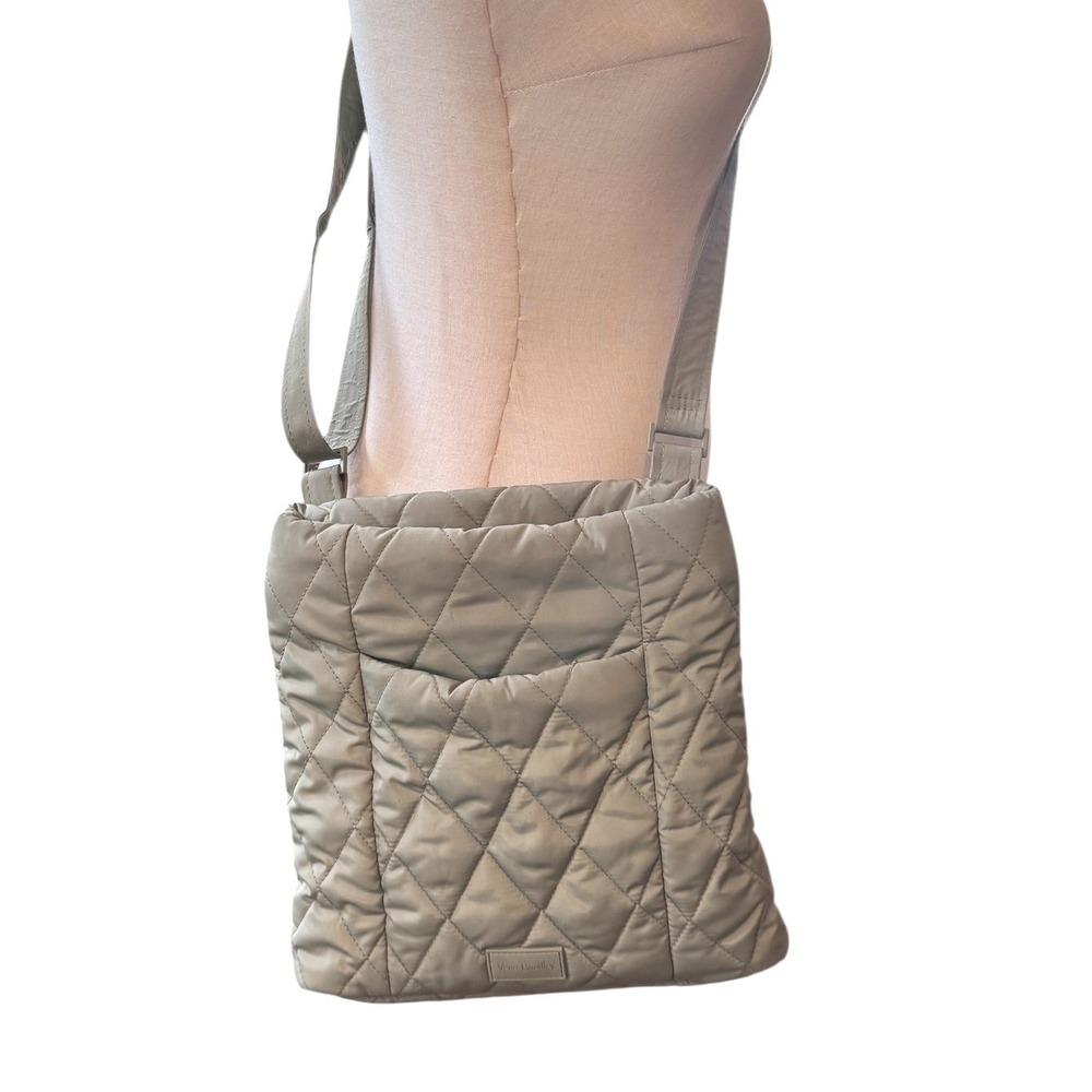 Vera Bradley Quilted Puffer Crossbody Bag Sage Green Khaki Nylon Small Square